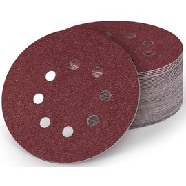 SANTUO 50pcs 125mm Sanding Discs 25pcs Each of 80/120 Grit Hook and Loop Orbital Sander Discs Sandpaper Sheets 8 Holes for Makita Sanding Discs Random Orbital Sander Pads for Drywall and Woodwork