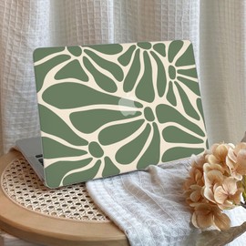 G JGOO Compatible with MacBook Air 13 inch Case 2025 2024 2023 2022 M4 A3240 M3 A3113 M2 A2681, Plastic Hard Shell for MacBook Air 13.6 inch Case + Keyboard Cover + Screen Protector, Abstract Flower