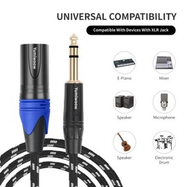 Yumiwoow Microphone Cable 6 Ft,1/4 to XLR Cable,Quarter inch(6.35mm) TRS to XLR Male, 1/4" Stereo Jack to XLR Balanced Interconnect Cord Patch Cable,Compatible with Speakers, Audio Consoles 2Pack