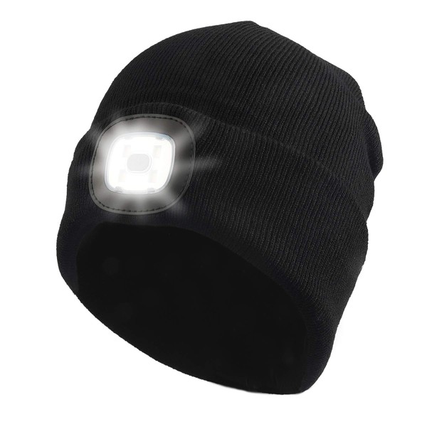 RIDEIWAKE Unisex LED Beanie Hat with Light,USB Rechargeable Headlamp Cap