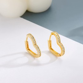 MIKAMU Women's Heart Ring Earrings, Diamond CZ, 18K Gold RGP, Popular, 18K Gold, Pink Gold, Includes Gift Box, Brass, Cubic Zirconia