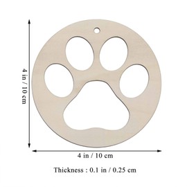 JANOU 20pcs Paw Shaped Wood DIY Craft Cutouts Dog Cat Claws Unfinished Wood Pet Paw Wooden Embellishments Tags Ornaments Decoration, 4 in