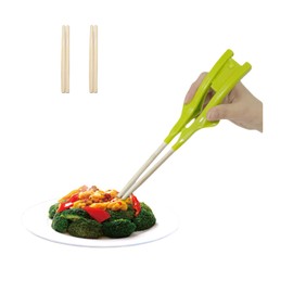 UKYCEORA food aid tableware,Anti-shake Auxiliary Chopsticks,Learning Chopsticks With Finger Strings,Reusable Aids,Suitable for the Elderly,Children,People with Hand Injuries,green