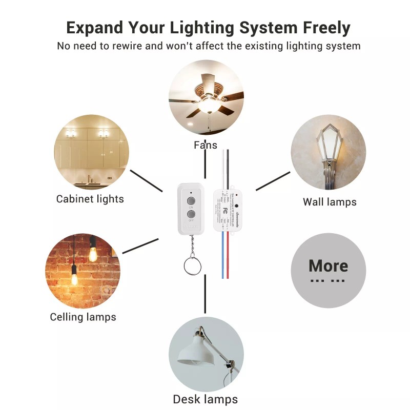 DEWENWILS Wireless Remote Control Light Switch and Receive 100 Ft
