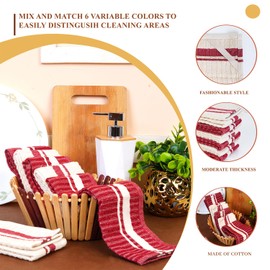 COTTON PULSE Terry Dish Towels, Pack of 6, 30 x 50 cm, Highly Absorbent Kitchen Cleaning Cloths 12"X20" Marron