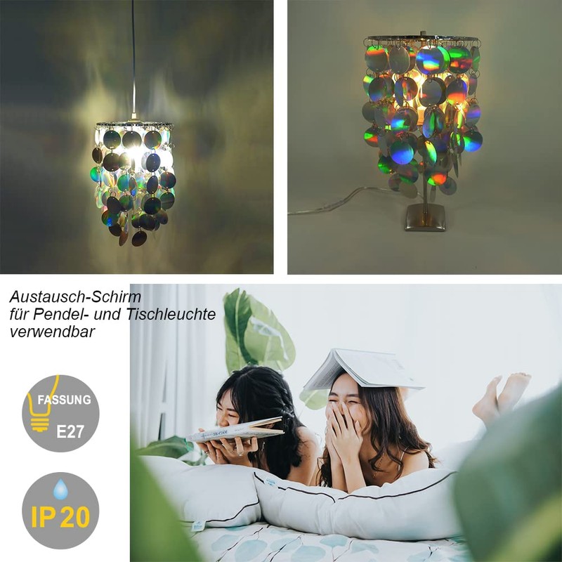 Young Spirit Trendy Light Shade with Sequins, Iridescent Decoration Shade