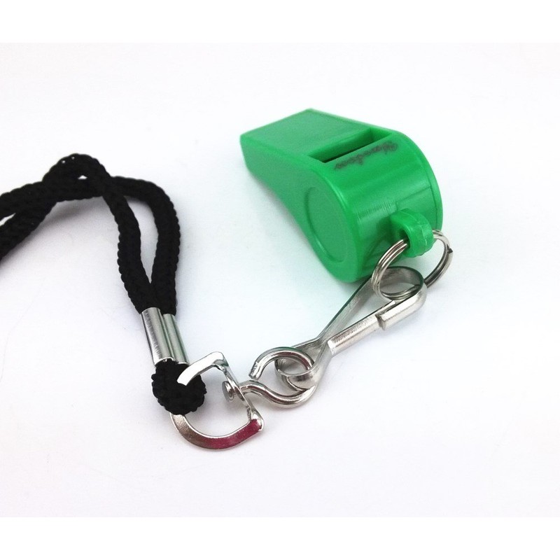 yueton Plastic Coach Whistles with Lanyard, Pack of 6 (Green)