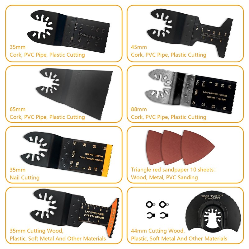 37-Piece Multitool Saw Blades, Multi-Tool Accessory Set for Wood, Soft