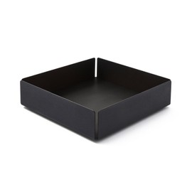 eglooh - Moire - Pocket Empty with Black Steel Structure - Inner Base Made of Leather Anthracite Grey - Desk Organiser with Modern Design - cm 14.5 x 14.5 x H.4 - Made in Italy