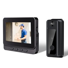 Yunir Cámara de Timbre Inalámbrica WiFi, Cámara de Seguridad Gran Angular de 8MP 1080P 170° con Videollamada con Micrófono, Timbre de Video con Visión
