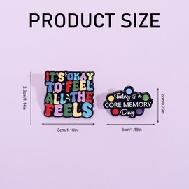 2pcs Colourful Letters Badges It's OK to Feel All The Feels Fun Quotes Enamel Pin Quotes and Sayings Hard Brooch English Short Set Brooch for Clothing Backpack Hat Accessories