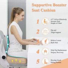 Booster Seat Cushion Extra Thick Chair Foam Cushion for Elderly Adult Booster Seat Elevation Pillow Extra Firm Riser Supportive Lift Chair Cushion Lift Pads for Home, Couch, Patio, Office Seats