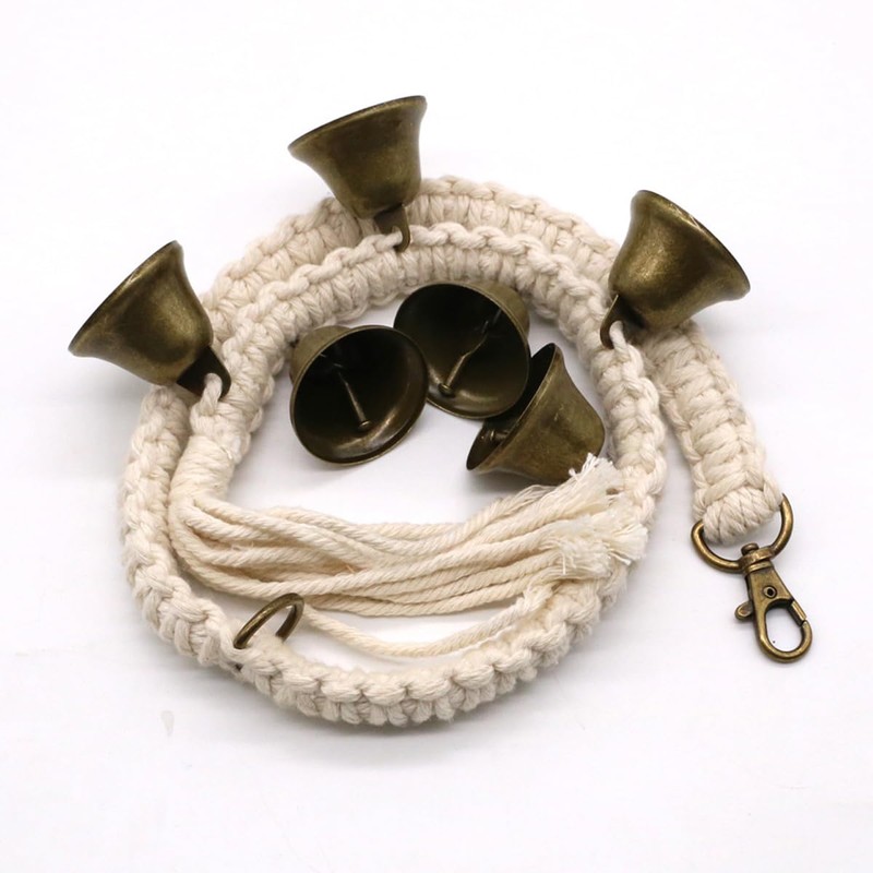 AIMALL Adjustable Cotton Rope Dog Training Bell, Durable Hand Knitted