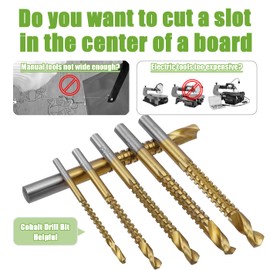 Bestgle 6 Pcs Titanium Coated HSS Twist Drill Bits Serrated Grooving Cutting Drill Bit Set Carpenter Hacksaw Side Cutting Drilling Kit for Wood Plastic Soft Metal Screw Hole Saw, 3-8mm