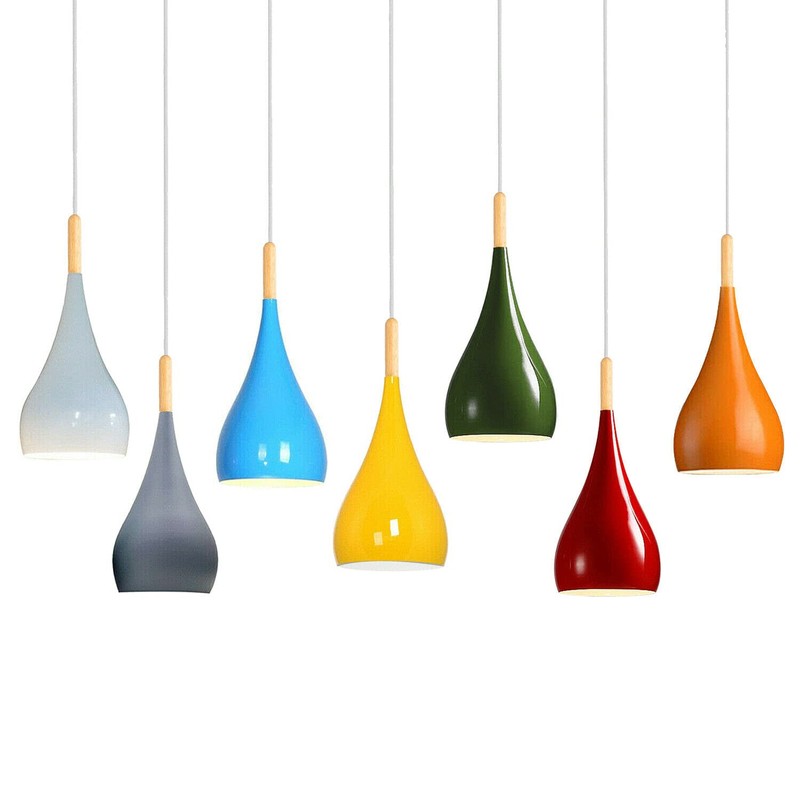 Modern Teardrop Shaped Yellow Pendant Light Shade Industrial Hanging Ceiling