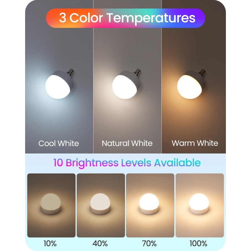 GOEBLESON Rechargeable Light Bulbs with Remote Control, 2 Pack E12