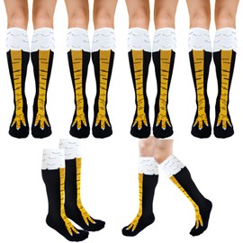 Fvcisshhu 4 Pair Chicken Leg Socks,Novelty Under Knee High Socks Calf Socks Funny Party Gifts for Women,Men,Gym,White Elephant Gift Exchange