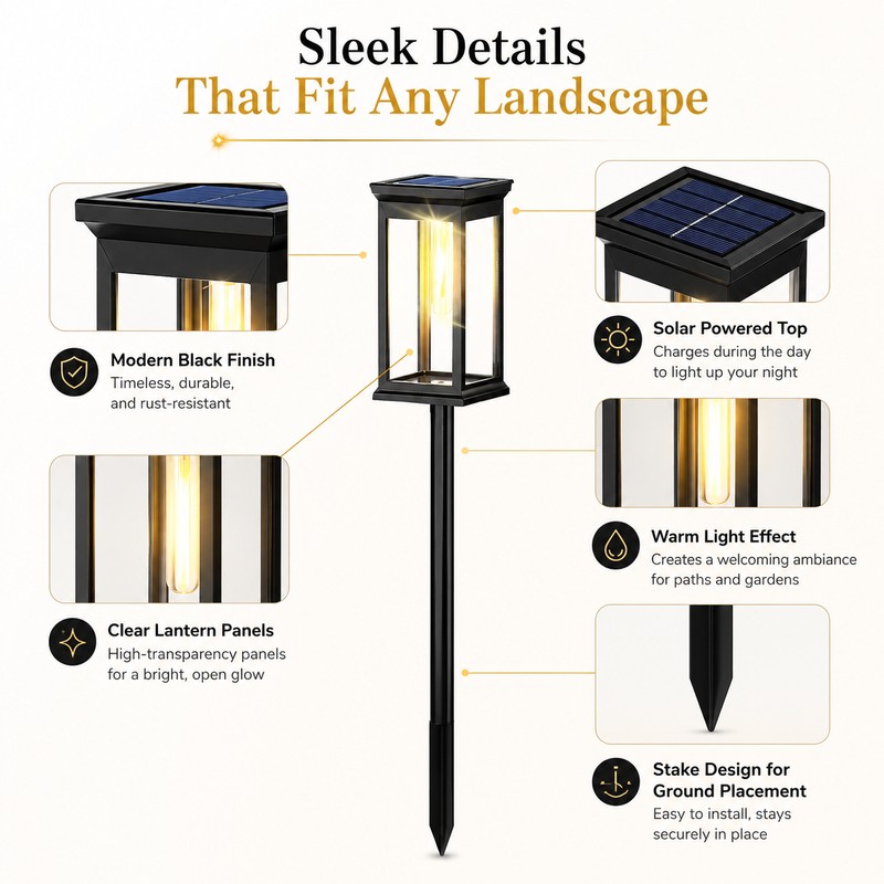 Solar Pathway Lights for Outdoor Walkways – Warm LED Garden