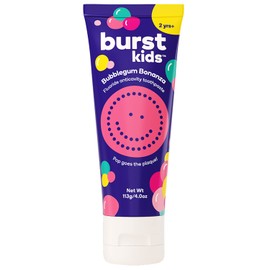 BURST Bubblegum Bonanza Kids Toothpaste with Fluoride (4oz) | Great Tasting | Flavored for Children & Toddlers | Anticavity | Dye Free & Vegan | Safe for Kids Ages 2+