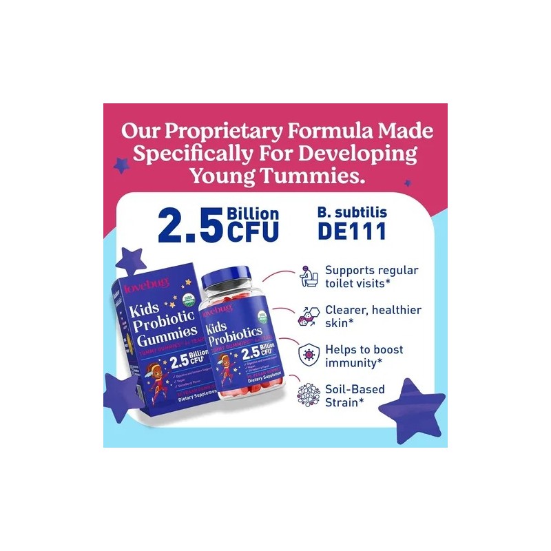 Lovebug Gomitas Probióticas Para Niños 4+ Sabor Fresa