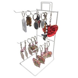 Counter Hook Stand - 4 Fixed Hooks - POS Shop Display with Header in White (J48)