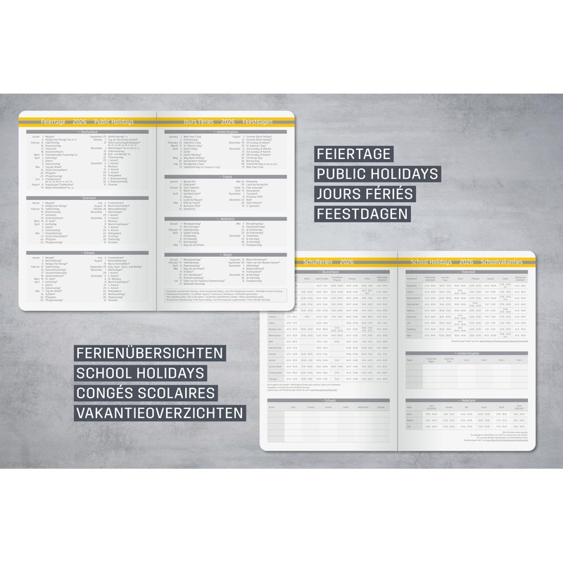 Sigel L2604 Weekly Planner 2026 A5, Hard Cover, Light Grey/Yellow,