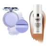 V Base De Maquillaje Líquida Y Polvo Compacto Facial A