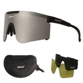 OUTDOORSPARTA Sports Sunglasses (6th Black Temple, Silver Lens)