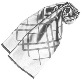Lorenzo Cana Women's Scarf Made of 100% Silk Elaborately Jacquard Woven Damask Silk Scarf Silk Scarf 25 x 160 cm, Light grey