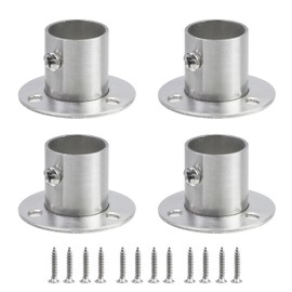 Geesatis Pack of 4 Stainless Steel Flange Holder Rod for Ceiling Mounting Bracket Wardrobe, High Bracket, Fit for Diameter 0.87 Inch Pipe, with Screws