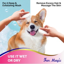 Fur Magic Self Cleaning Pet Brush, Grooming Slicker Brush for Deshedding, Dog and Cat Comb for Short and Medium Hair, Massage and Bath Brush, Pink