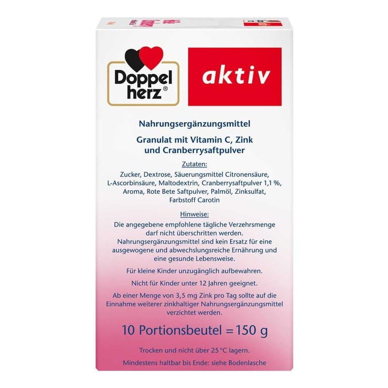 doppelherz Hot Cranberry M.Vit.C + Zinc Granules Pack of 10
