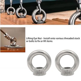 Leliafleury 5Pcs Lifting Eye Nut M12 Stainless Steel Round Shape Ring Nuts Ring Female Threaded Nuts for Lifting Accessories Eye bolt Screw