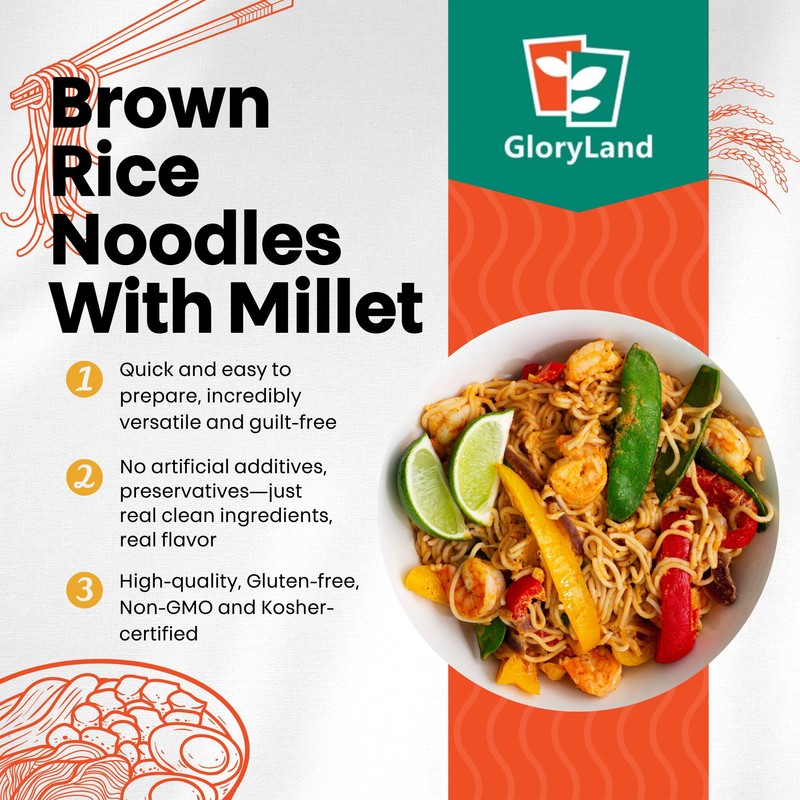 Gloryland Brown Rice and Millet Noodles (10oz) - Pack of