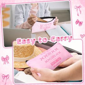 Talltalk 14 Pcs Christian Gifts for Women Religious Makeup Bags Bulk Bible Verse Cosmetic Bags Inspirational Pencil Pouch for Travel Office Gifts Supplies(Pink Bow)