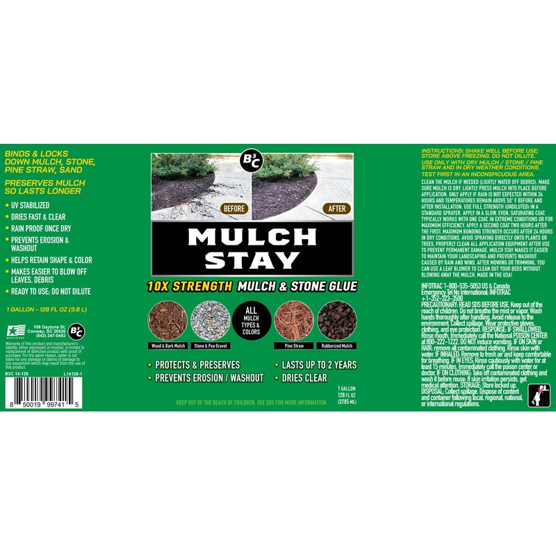 MULCH STAY Mulch Glue, Stone Glue & Preservative for Landscaping.