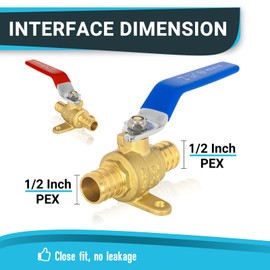 (Pack of 8) Seelink 1/2 Inch PEX x 1/2 Inch PEX Drop Ear Ball Valve, Brass Shut Off Valve for Pex Pipe Connection, ASTM F1807, Red&Blue