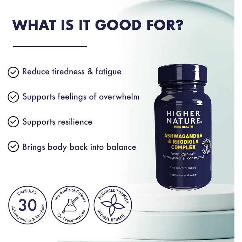 Higher Nature - Ashwagandha & Rhodiola Complex - Reduce Fatigue