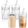 Tiangrid 4 Set Iced Coffee Cups with Lids and Straws