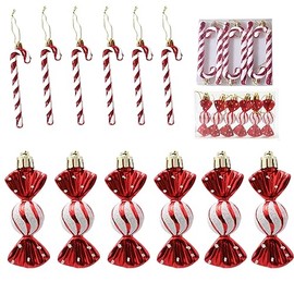 Zsail Christmas Candy Cane Ornaments 12pcs Christmas Glitter Candy Cane Crutch Pendant for Xmas Party Favors Holiday Decoration