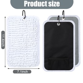 Fanfanwin 2 Pcs Disc Golf Towel Disc Golf Cleaner with Carabiner Clip Mini Marker Display Pocket Microfiber Scrubbers Flying Disc Golf Towel Accessories Disc Golf Gifts for Men Women Disc Golfers
