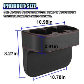 ZIMISI Car Cup Holder, PU Leather Auto Front Console Gap Filler Organizer, Multifunctional Cup Drink Holder, Car Seat Gap Filler Storage Box, Coin Bucket, Cell Mobile Phone Holder (Black)