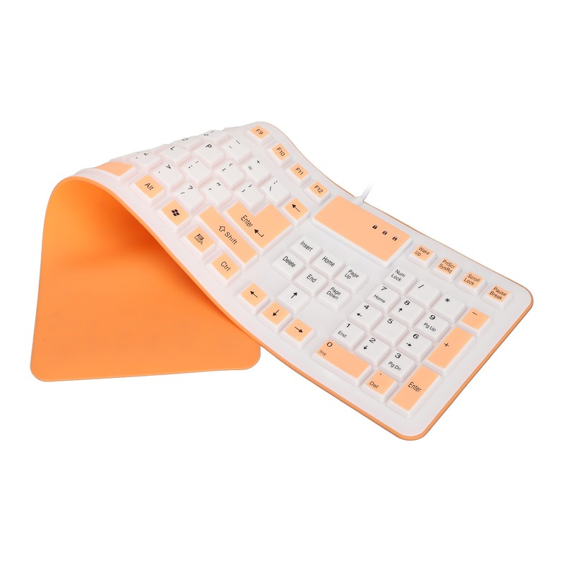 Foldable Silicone Keyboard 106 Keys Waterproof Dustproof Foldable USB Wired