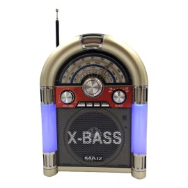 Maíz Bocina Mini Rockola X-bass Portatil Bc-148 Maiz Color Dorado