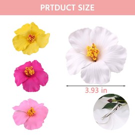 Hawaiian Plumeria Flower Hair Clips Barrettes Boho Hair Clips for Girls Women Hawaii Flower Hair Clip Artificial Flower Hair Accessories for Women Wedding Summer Vacation Beach Party 4Pcs