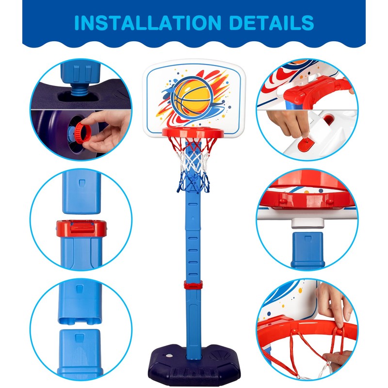 LAO XUE Toddler Basketball Hoop Set,Adjustable Kids Basketball Goal