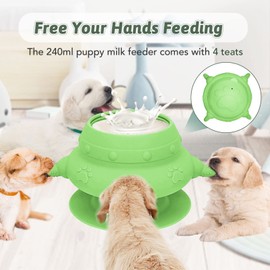 Puppy Feeder for Multiple Puppies, 4 Teats Puppy Milk Feeder Puppy Nipple Feeder Silicone Puppy Nursing Station, 240ml Puppy Nursing Bottles for Kittens, Puppies, Rabbits