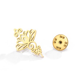 Dreamtimes Lotus Flower Brooch Stainless Steel Unalome Symbol Amulet Brooch Spiritual Jewellery for Yoga Meditation Women Men Elegant Pin Gift for Buddhists Hindu Inspiration, m, Stainless steels