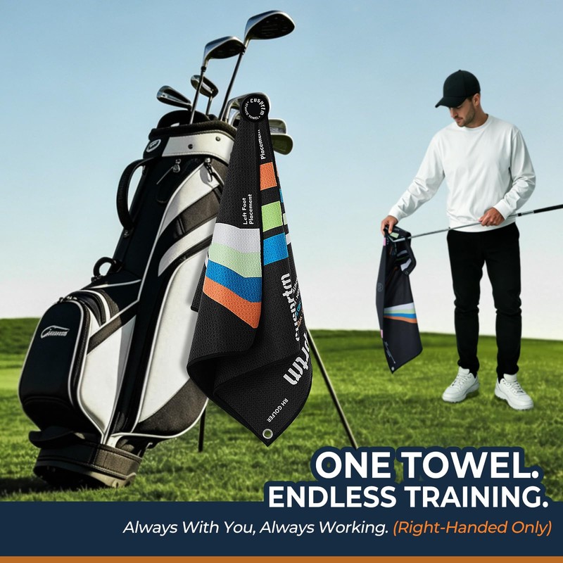 Cusprtm Magnetic Golf Stance Towel & Alignment Training Aid (Right