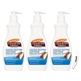 Palmer's 3 X 400 ml Premium Cocoa Butter Formula Body Lotion for Ultimate Moisturiser (With Cosmetic Spatula)